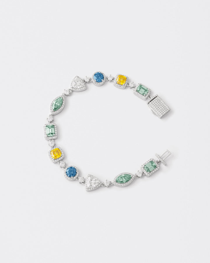 Dopamine Rhodium Plated Silver Bracelet w. Moissanites