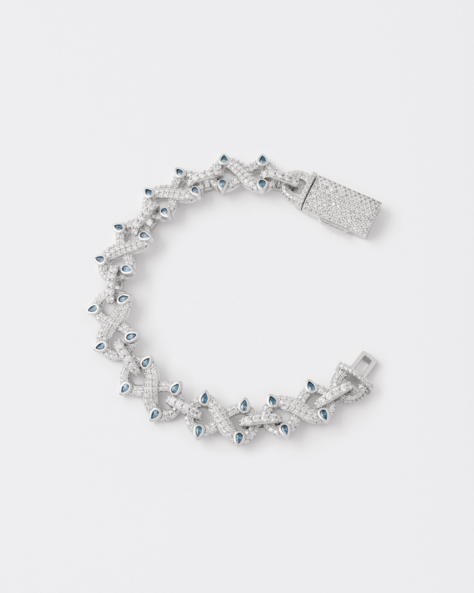 Infinity Rhodium Plated Silver Bracelet w. Moissanites