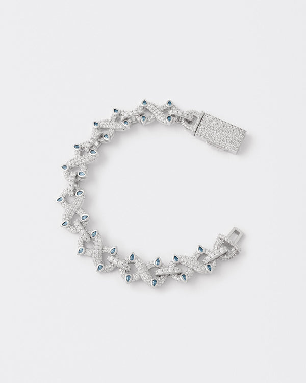 Infinity Rhodium Plated Silver Bracelet w. Moissanites