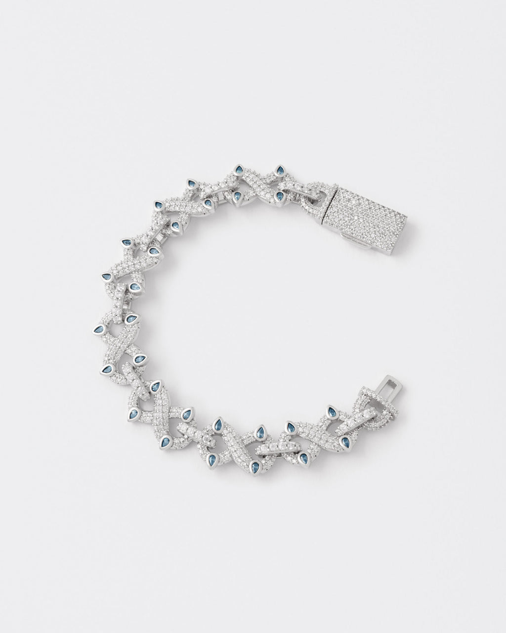 Infinity Rhodium Plated Silver Bracelet w. Moissanites