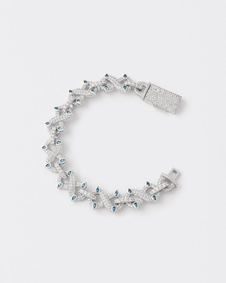 Infinity Rhodium Plated Silver Bracelet w. Moissanites