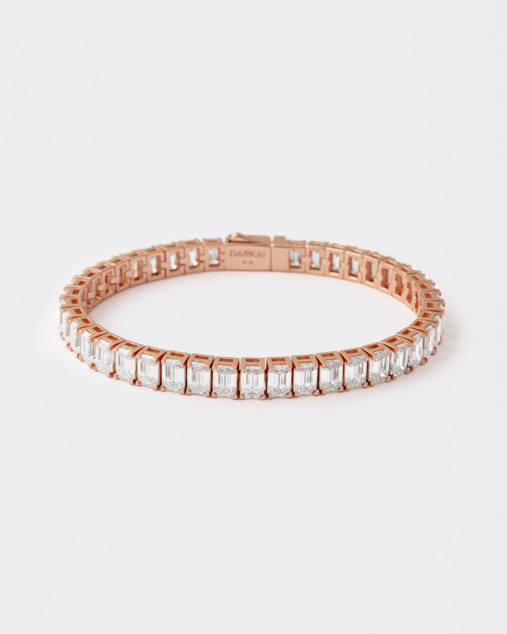 Rose Emerald Rosegold Plated Silver Tennis Bracelet w. Moissanites