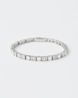 Rail Rhodium Plated Silver Tennis Bracelet w. Moissanites