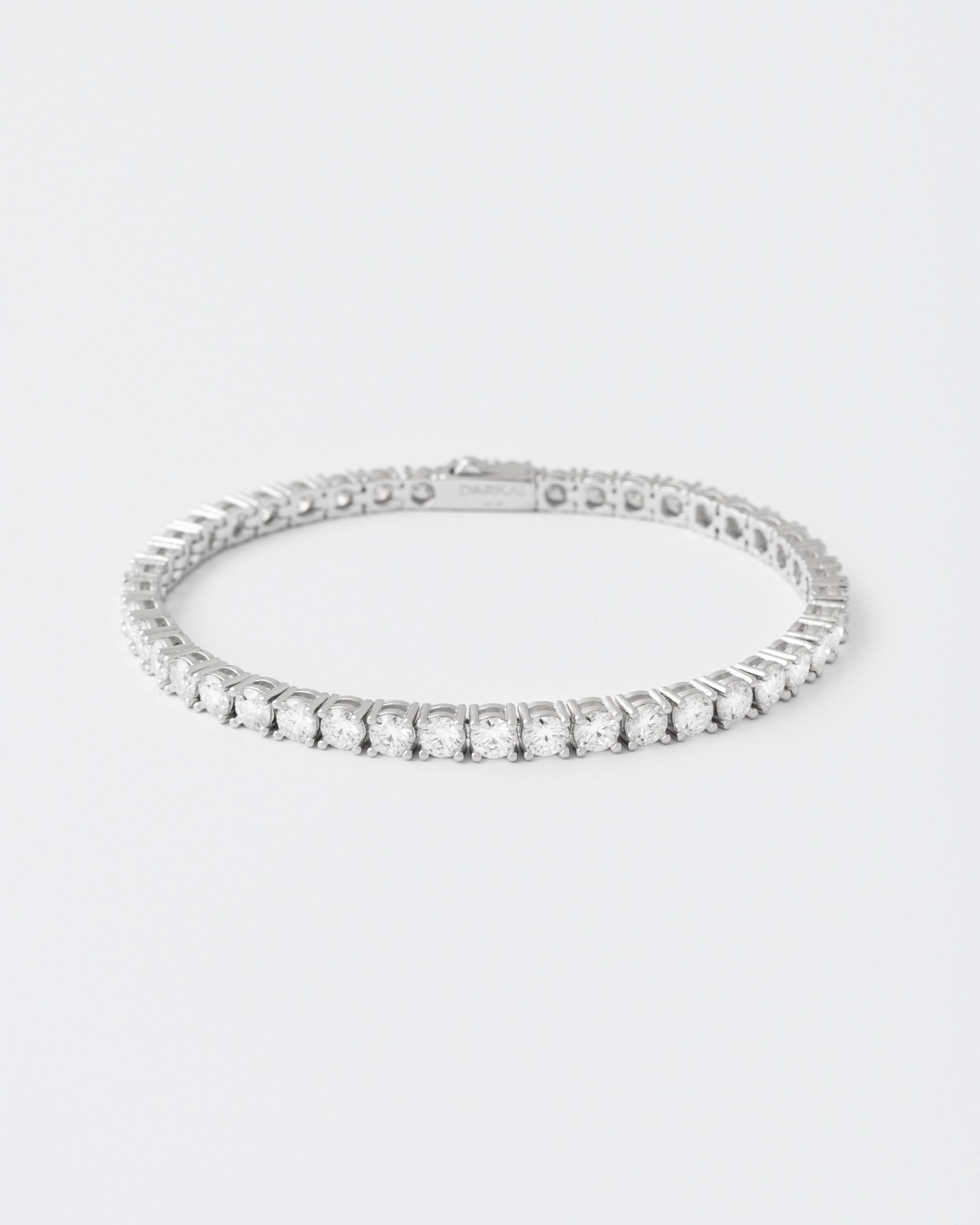 4mm Tennis White Rhodium Plated Bracelet w. Moissanites