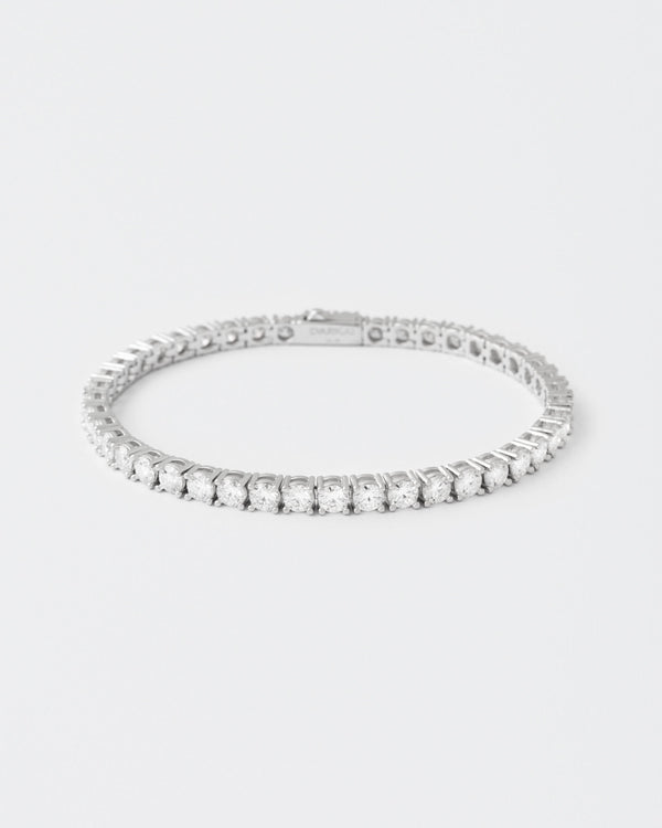4mm Tennis White Rhodium Plated Bracelet w. Moissanites