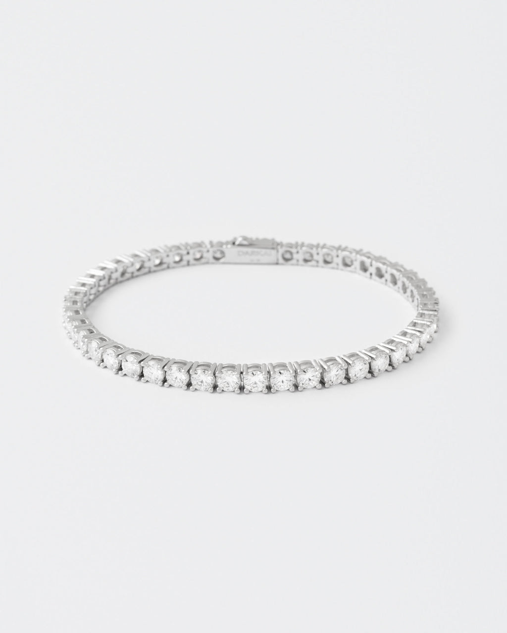 4mm Tennis White Rhodium Plated Bracelet w. Moissanites