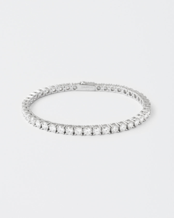 4mm Tennis White Rhodium Plated Bracelet w. Moissanites