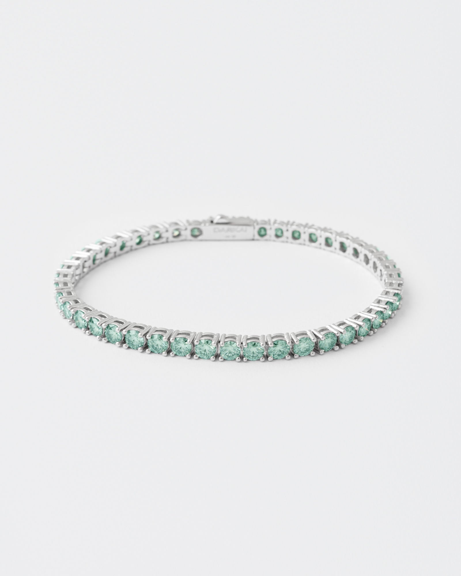 4mm Tennis Aqua Green Rhodium Plated Bracelet w. Moissanites