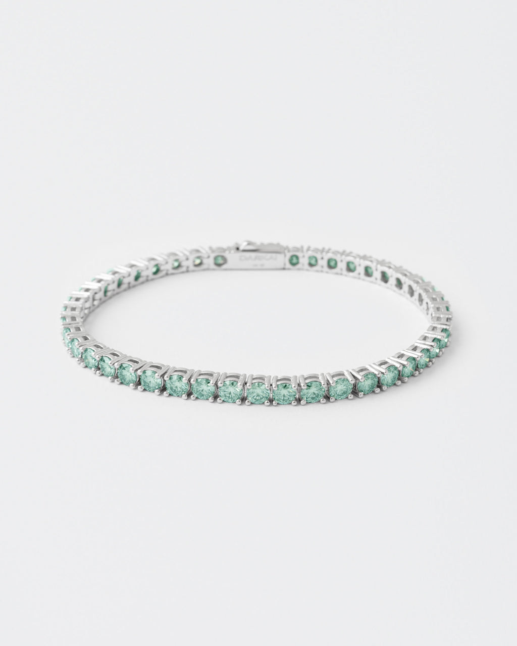 4mm Tennis Aqua Green Rhodium Plated Bracelet w. Moissanites