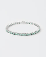 4mm Tennis Aqua Green Rhodium Plated Bracelet w. Moissanites