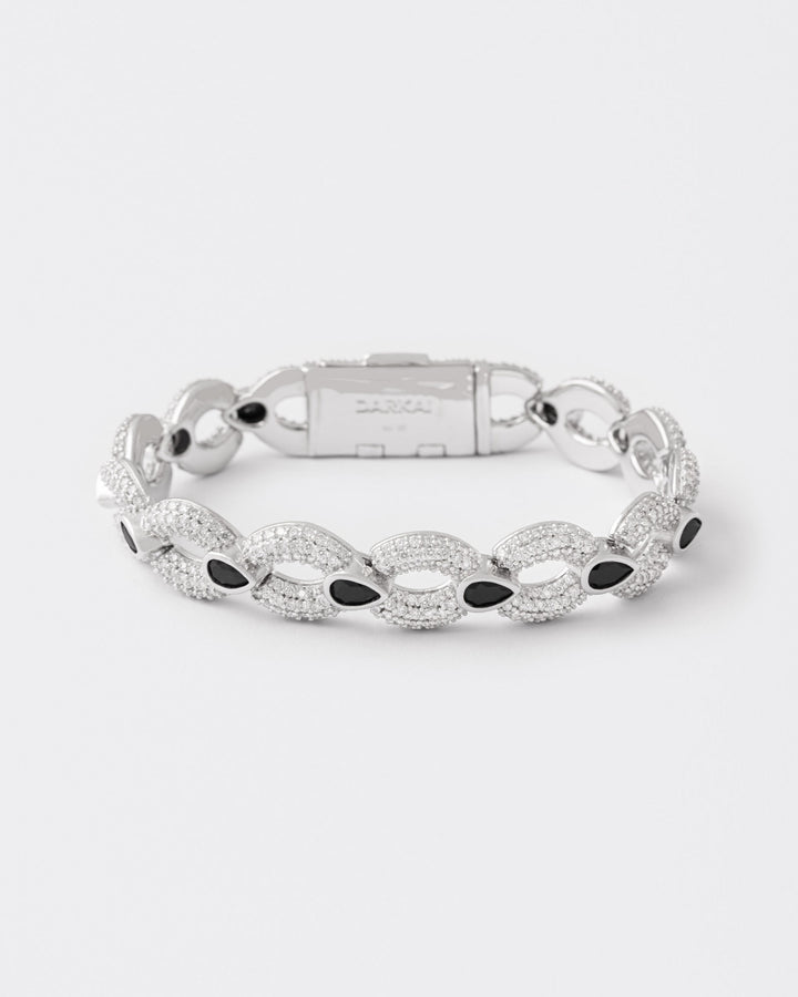 Magnet Rhodium Plated Silver Bracelet w. Moissanite