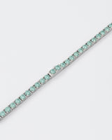 4mm Tennis Aqua Green Rhodium Plated Necklace w. Moissanites