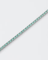 4mm Tennis Aqua Green Rhodium Plated Bracelet w. Moissanites