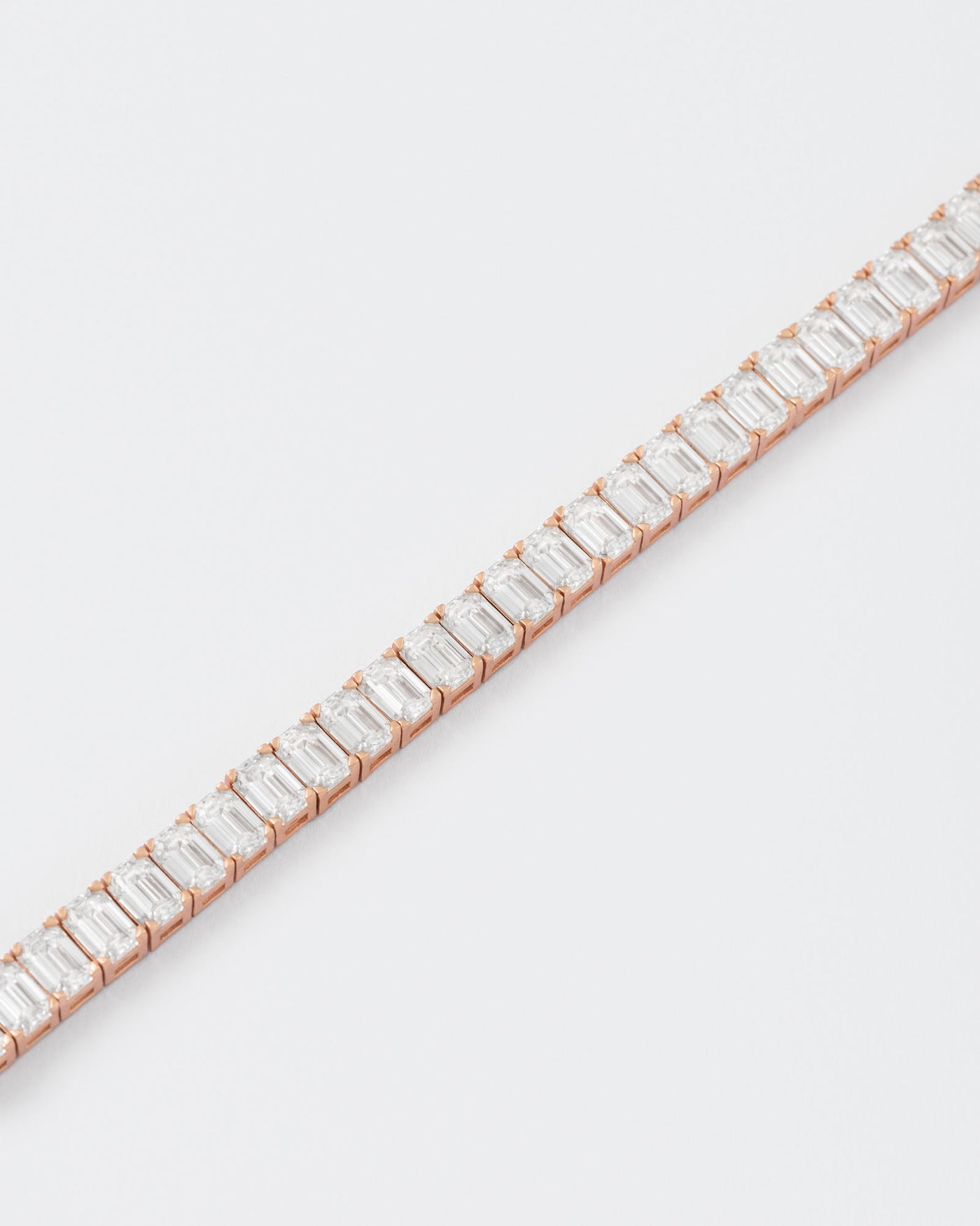 Rose Emerald Rosegold Plated Silver Tennis Necklace w. Moissanites