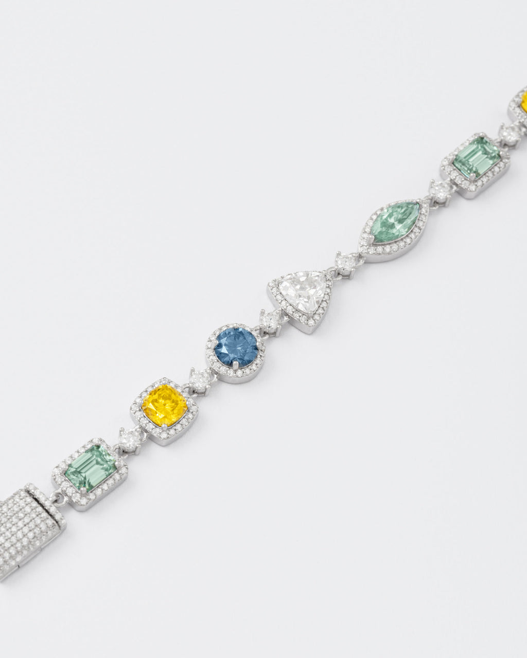 Dopamine Rhodium Plated Silver Bracelet w. Moissanites