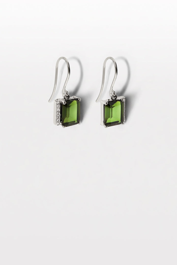 Lustre 15 18K Whitegold Earrings w. Diamond & Tourmaline