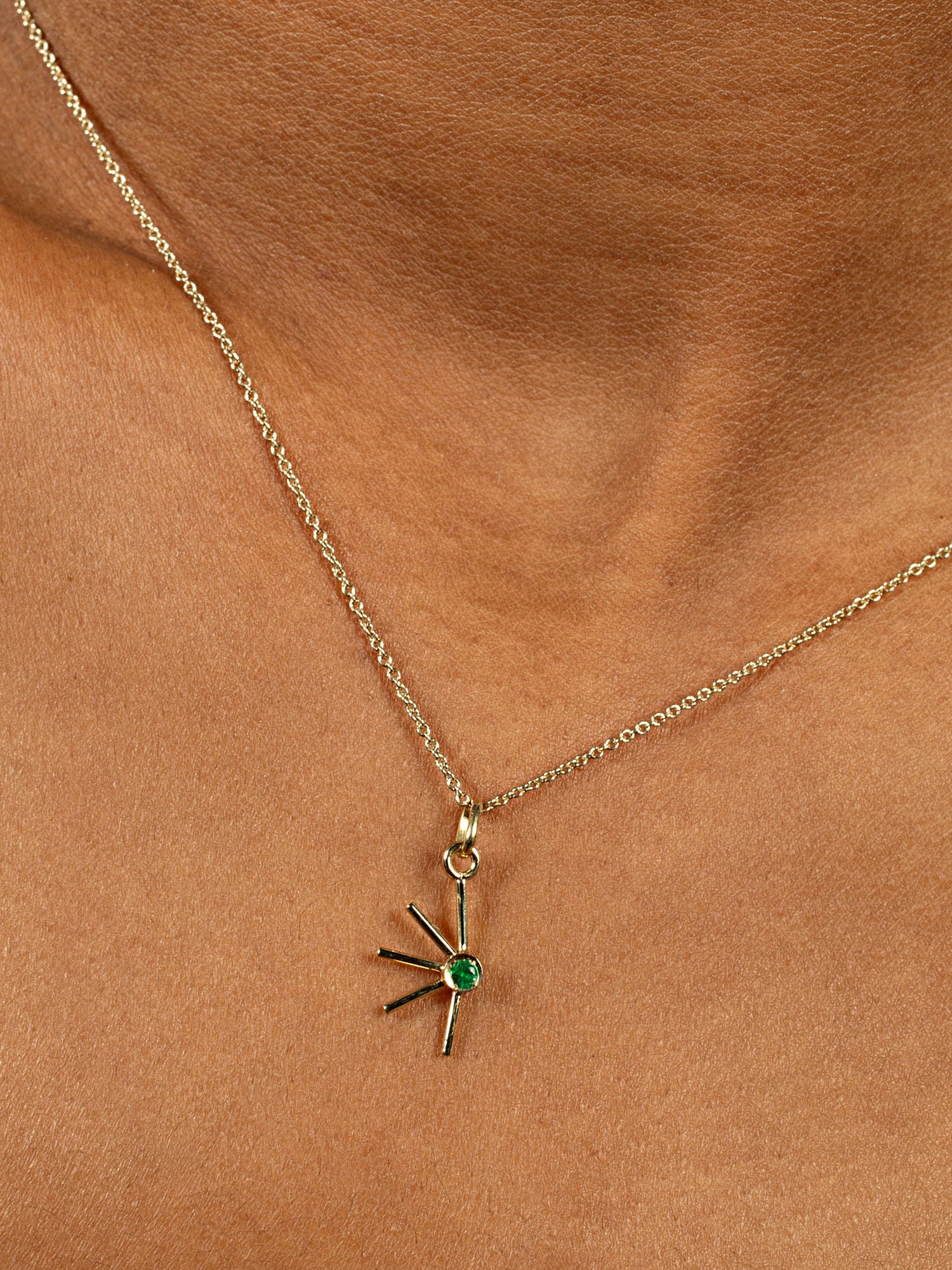 Emma Amulet 18K Fairmined Gold Necklace w. Emerald