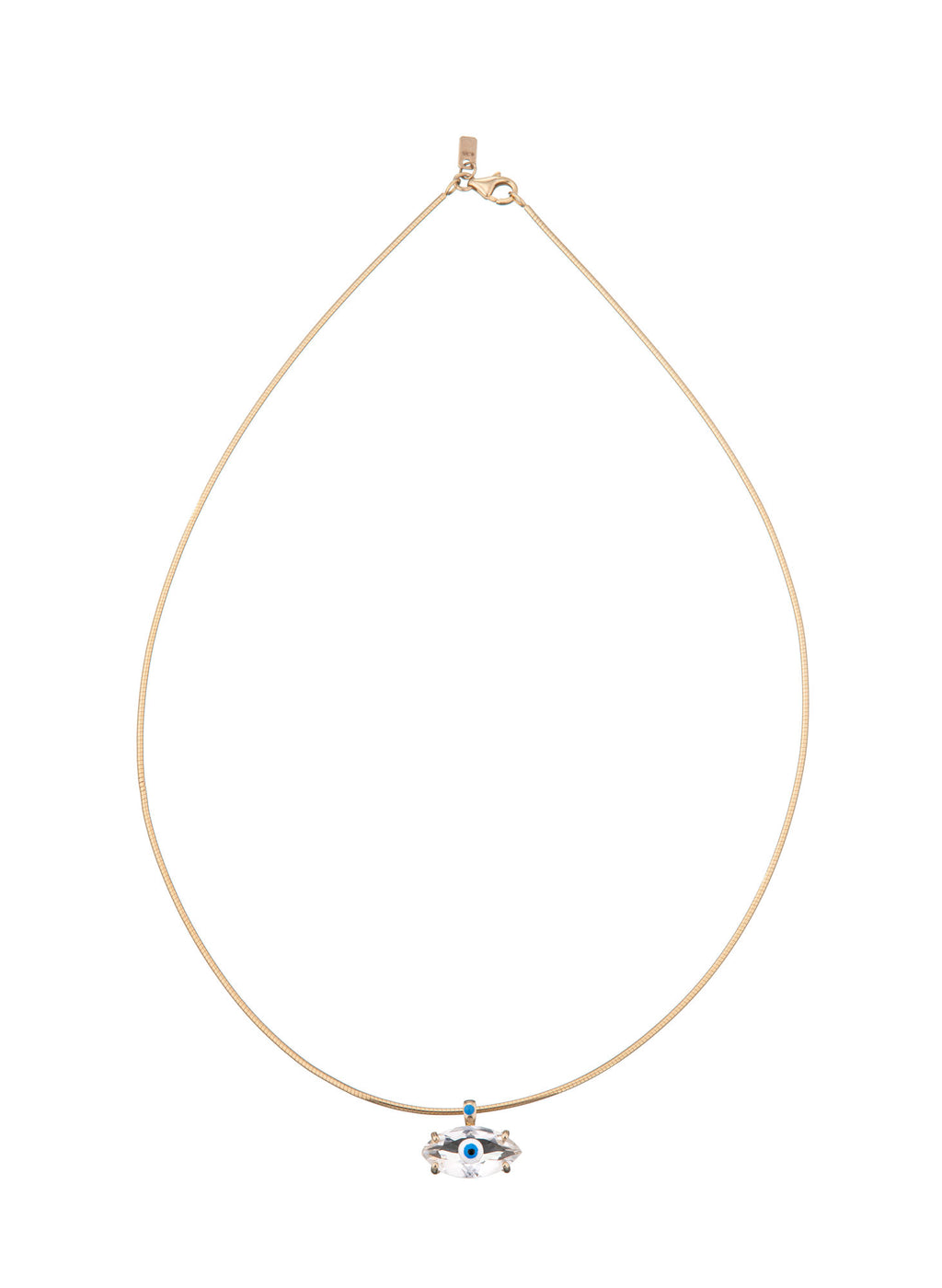 Big Eye 9K Gold Necklace w. Crystal
