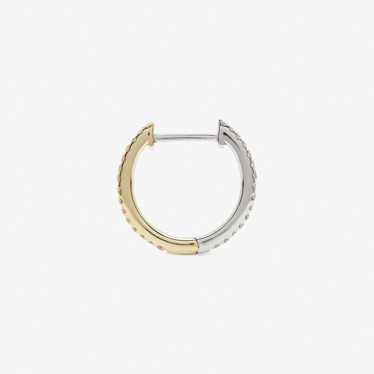 14 mm 14k Whitegold & Gold Hoop w. Diamonds