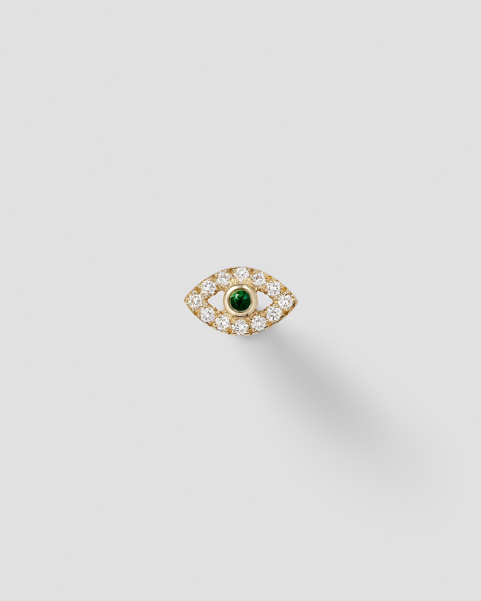 Eirene Eye Labret 14k Gold Ear Piercing w. Diamond,Emeralds
