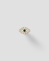 Eirene Eye Labret 14k Gold Ear Piercing w. Diamond,Emeralds