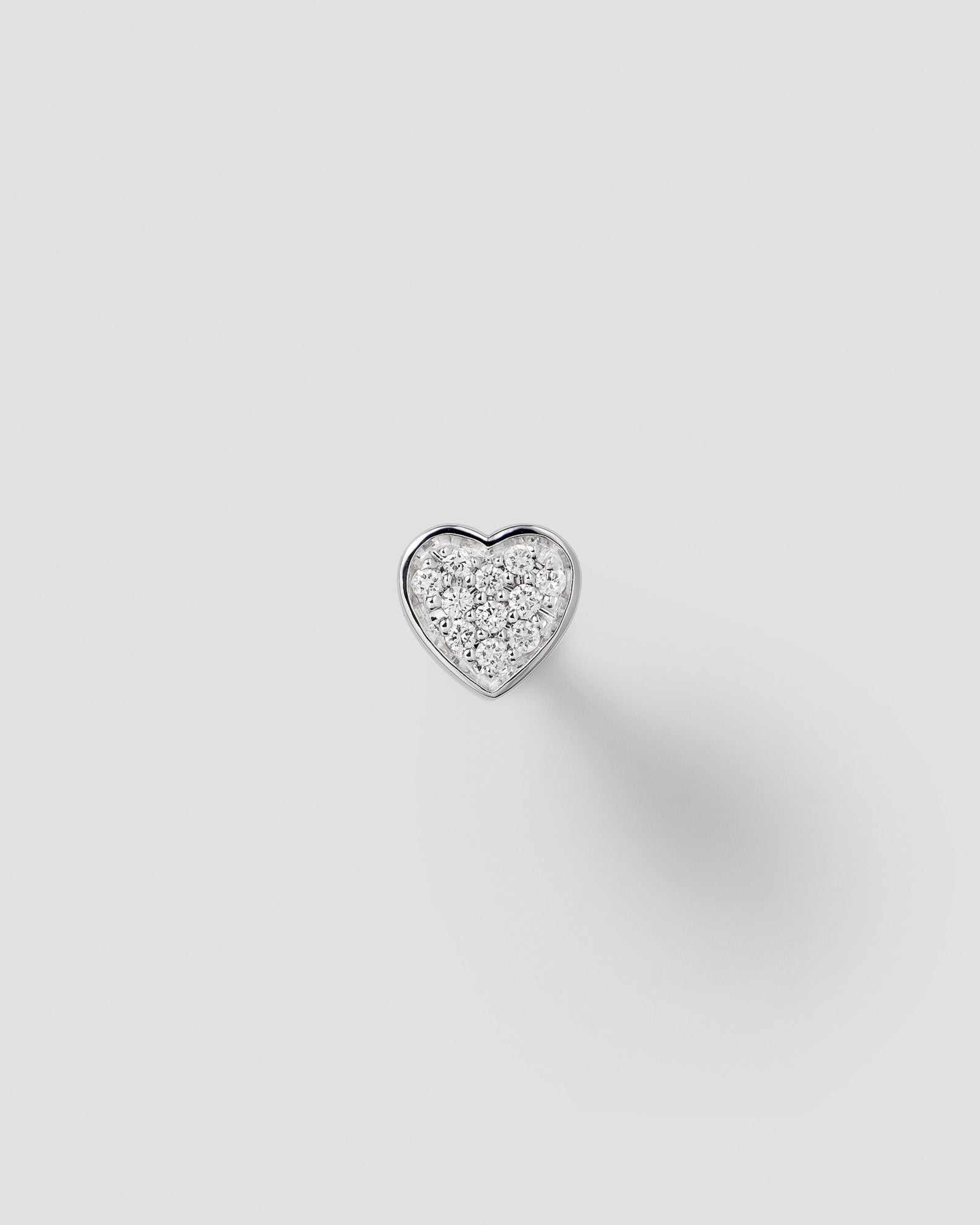 Ephyra Pavé Heart Labret 14k Whitegold Ear Piercing w. Diamonds