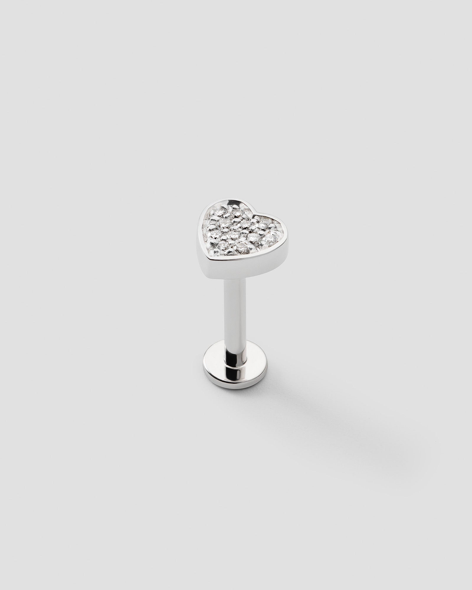 Ephyra Pavé Hjerte Labret 14k Hvidguld Ørepiercing m. Diamanter