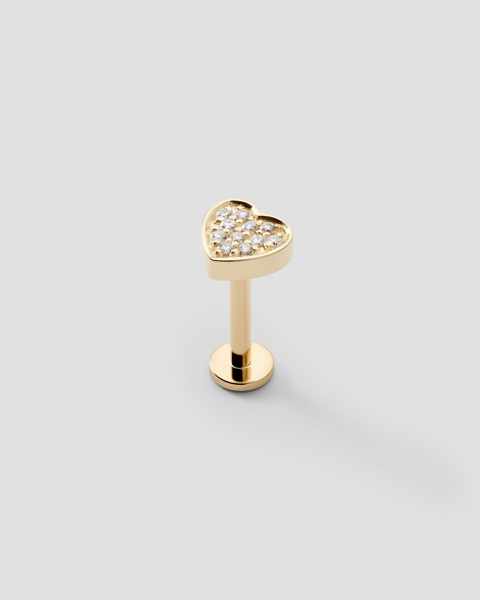 Ephyra Pavé Heart Labret 14k Gold Ear Piercing w. Diamonds