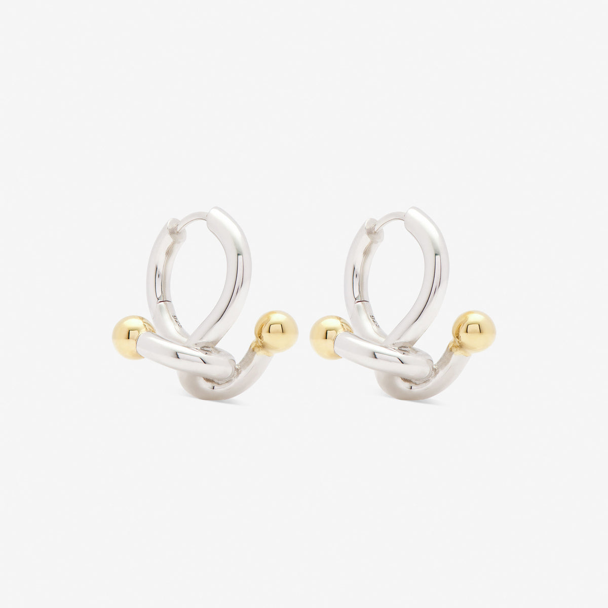 Falcate Rhodium Plated Silver Earrings