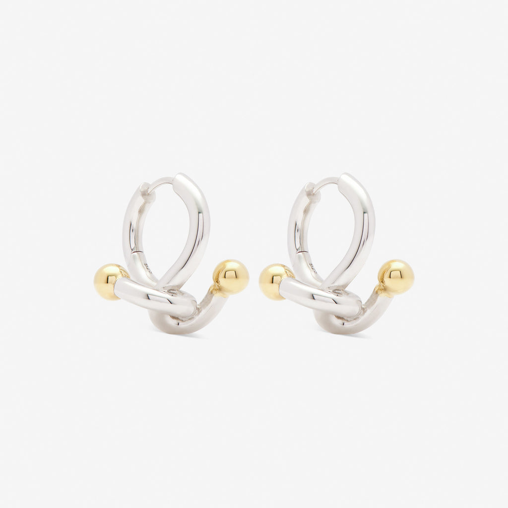 Falcate Rhodium Plated Silver Earrings