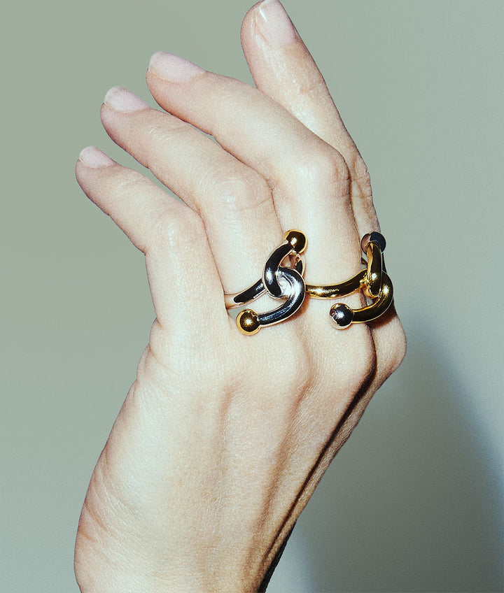 Falcate Rhodiumbelagt Sølv Ring