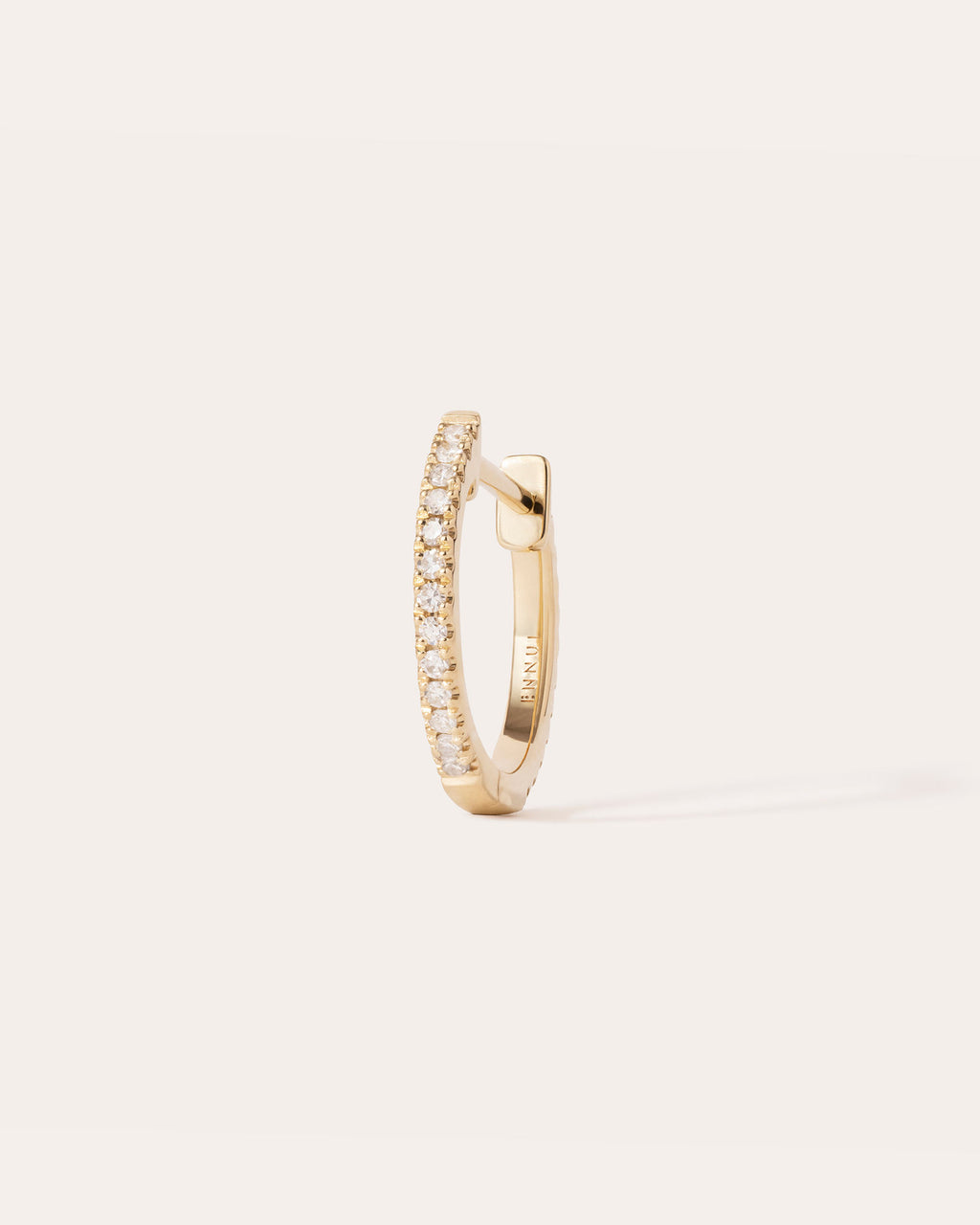 11 mm 14k Gold Hoop w. Diamonds