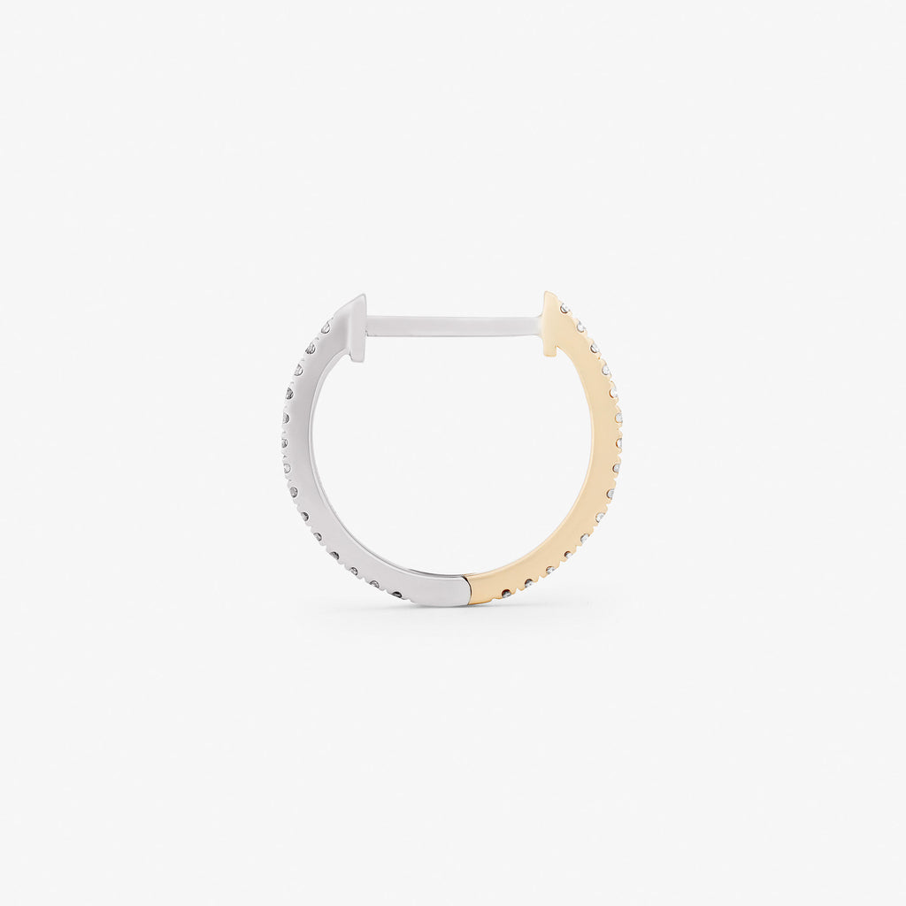 12 mm 14k Hvidguld & Guld Hoops m. Diamanter