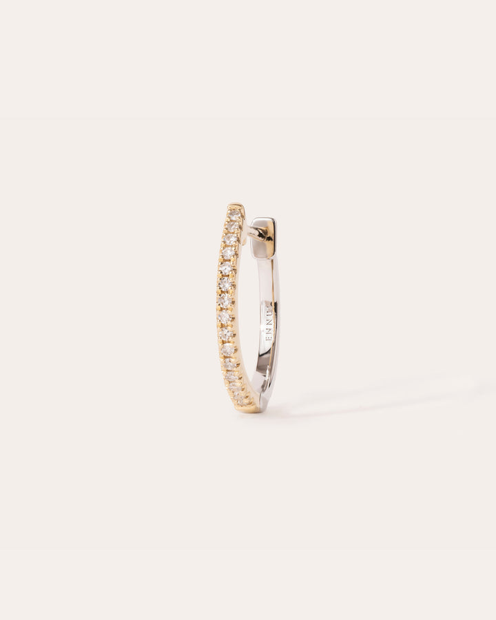 12 mm 14k Hvidguld & Guld Hoops m. Diamanter