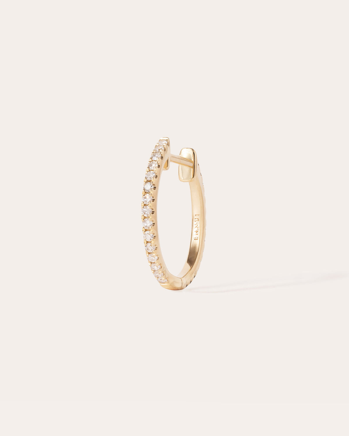 14 mm 14k Gold Hoop w. Diamonds