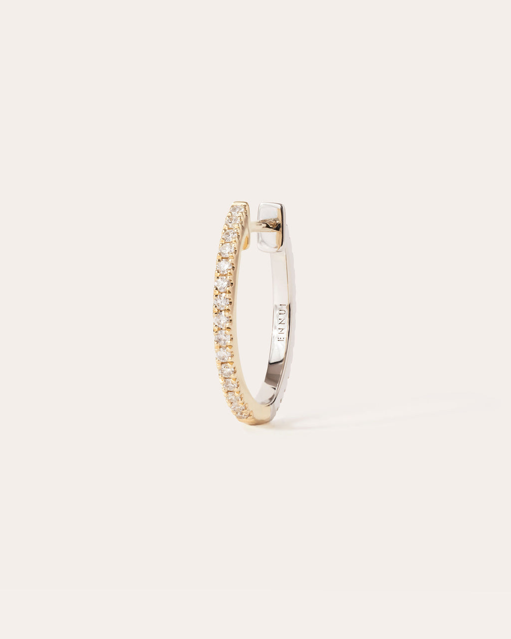 14 mm 14k Hvidguld & Guld Hoops m. Diamanter