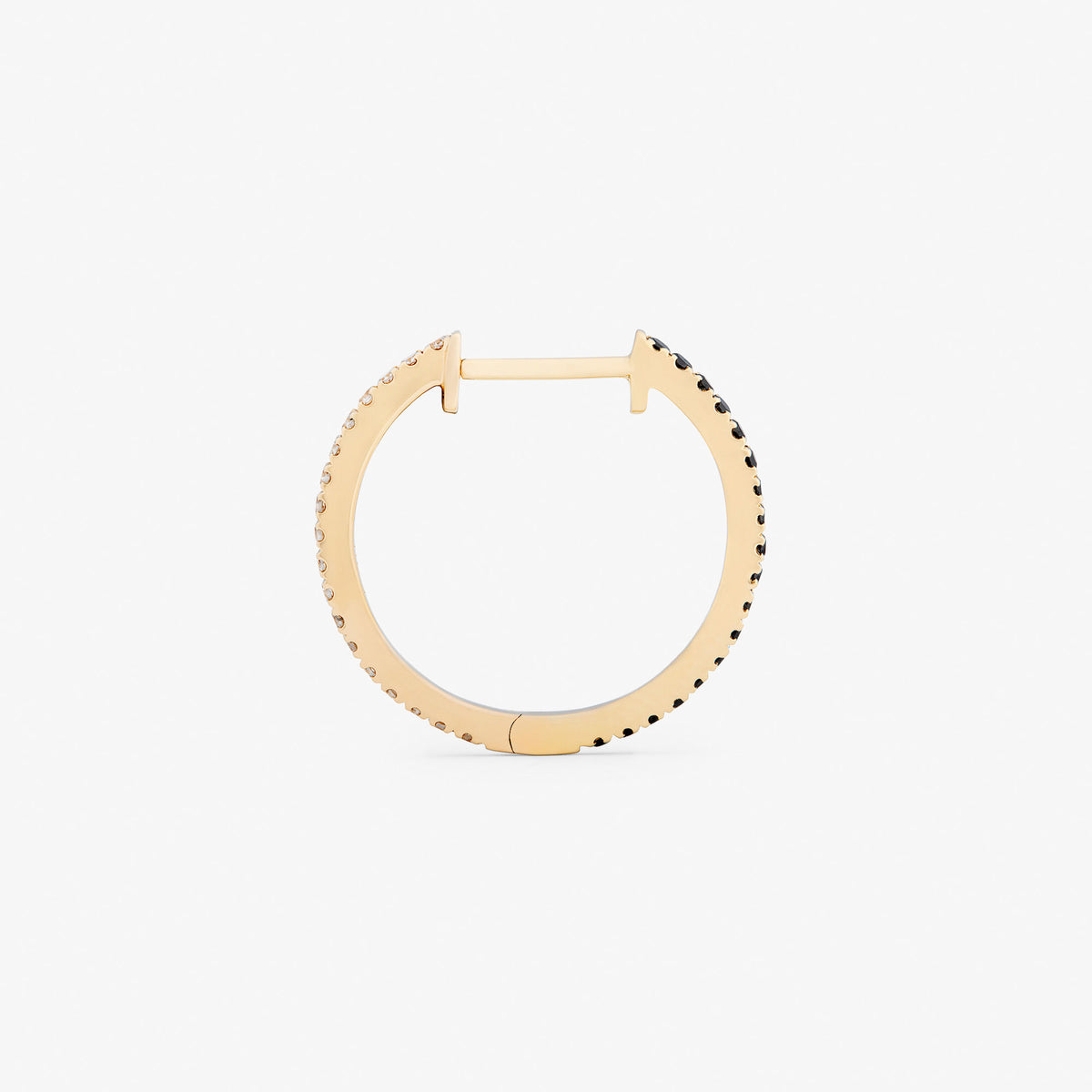 16 mm 14k Gold Hoop w. Diamonds