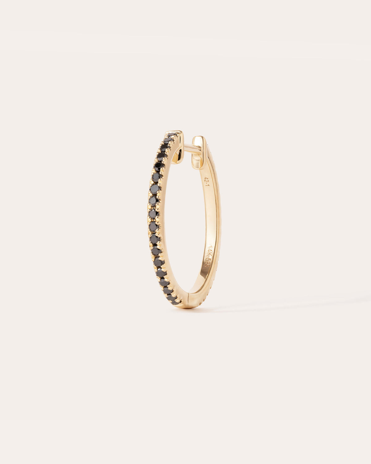 16 mm 14k Gold Hoop w. Diamonds