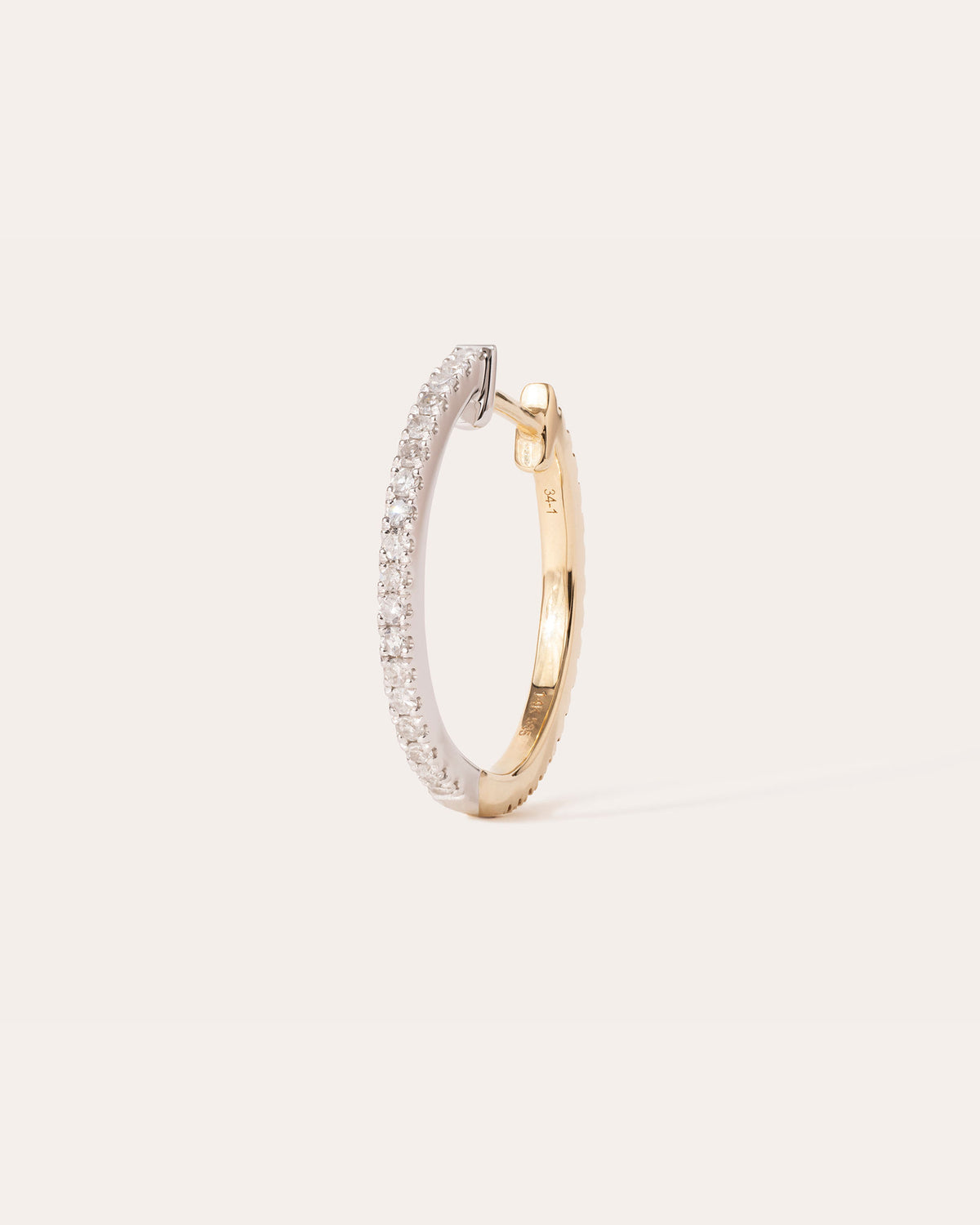 16 mm 14k Whitegold & Gold Hoop w. Diamonds
