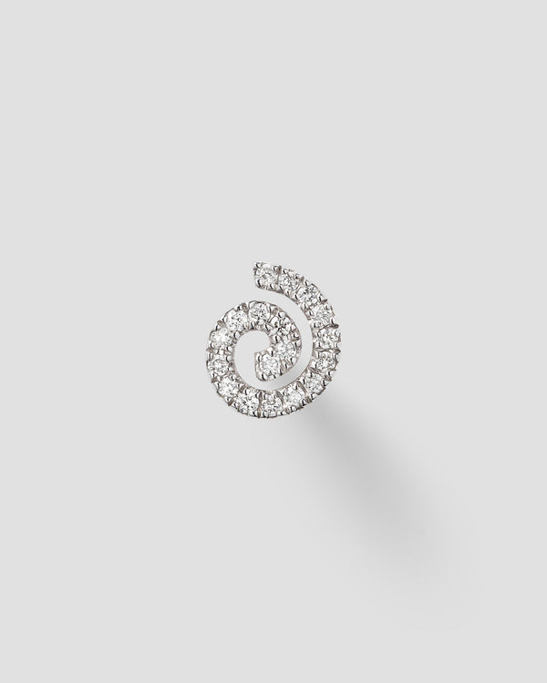 Swirl Labret 14k Hvidguld Ørepiercing m. Diamanter
