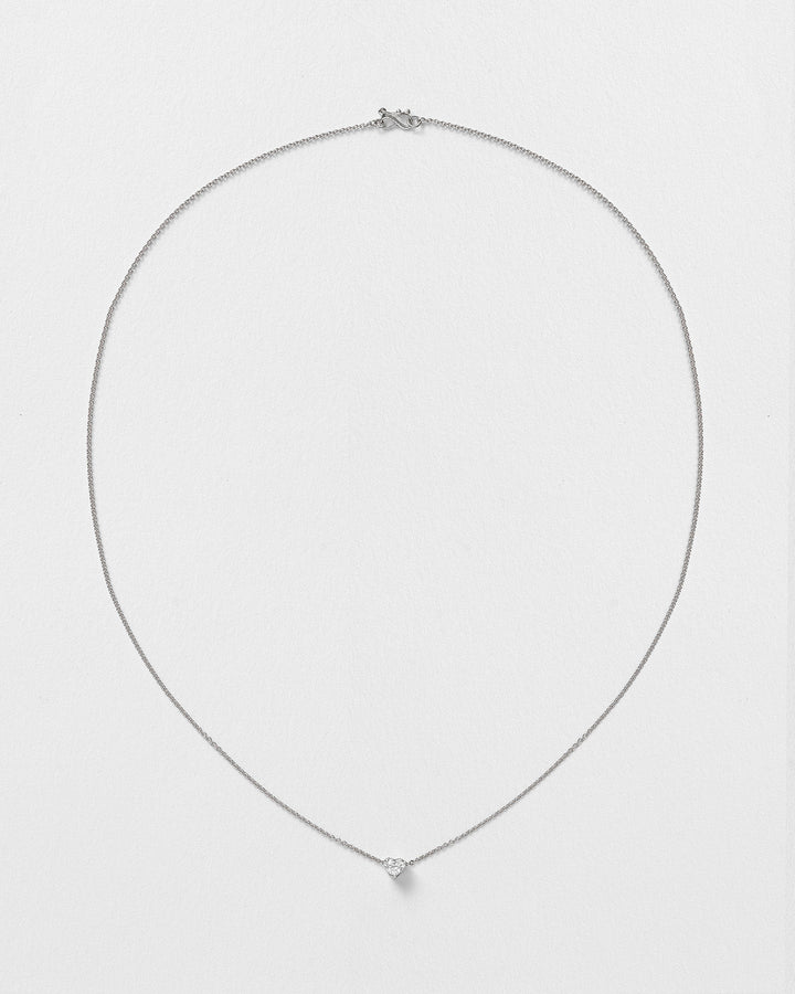 Erosia Heart Charm 18k Whitegold Necklace w. Diamonds