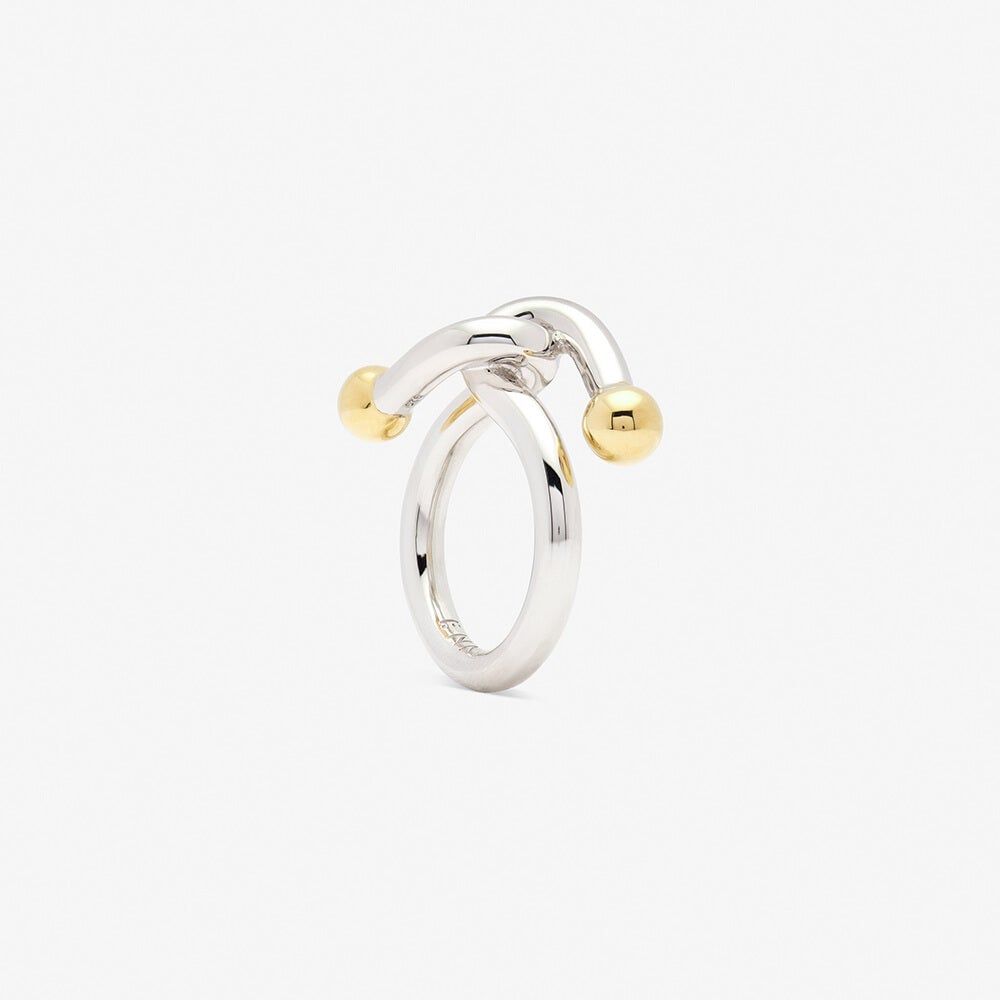 Falcate Rhodium plated Silver Ring
