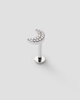 Luna Labret 14k Whitegold Ear Piercing w. Diamonds