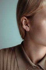 11 mm 14k Gold Hoop w. Diamonds