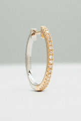 14 mm 14k Hvidguld & Guld Hoops m. Diamanter