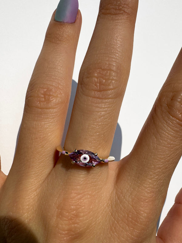 Big Eye 9K Gold Ring w. Amethyst