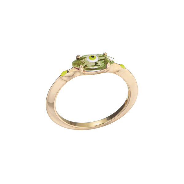 Big Eye 9K Gold Ring w. Peridot