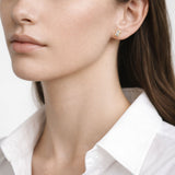 Alphabet Initial E 18K Gold, Whitegold or Rosegold Stud Earrings w. Solitaire Lab-Grown Diamond