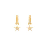 Gold Vermeil Huggie w. Star Pendants