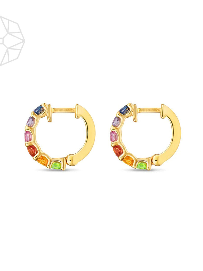 Chunky Rainbow Sapphire 14K Gold Earrings